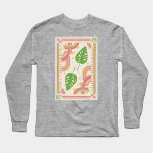 Monstera Adasonii Monkey Mask Plant Illustration with Playing Card Design for Plant Mom Plant Daddy Long Sleeve T-Shirt